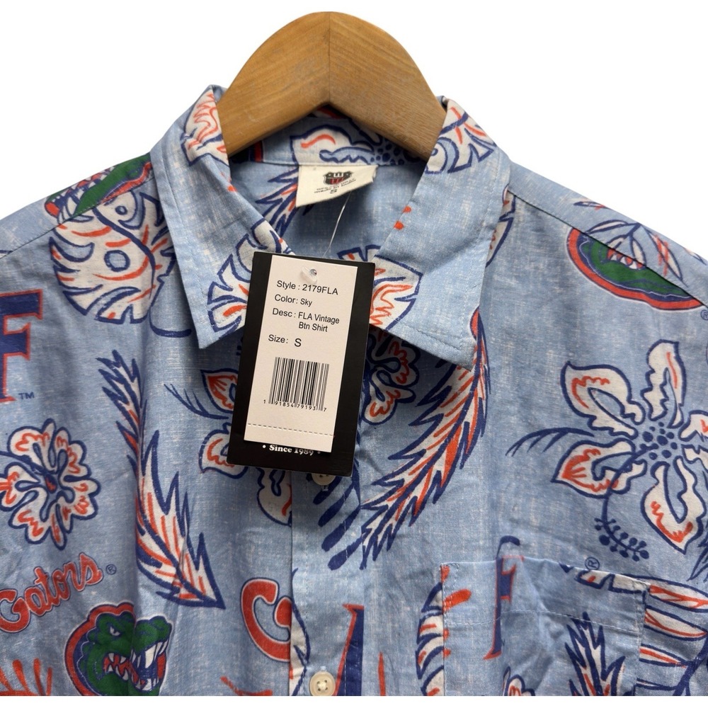 Wes and Willy NEW Men's Small Florida Gators Floral Hawaiian Cotton Rayon Shirt